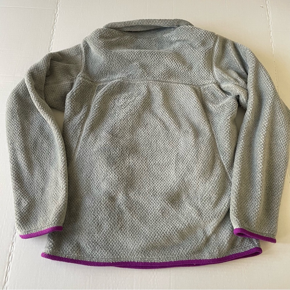Patagonia Gray Fleece Pullover with Purple Accents - Picture 7 of 8